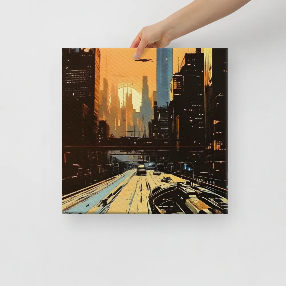 Metro Nexus: A Futuristic Cityscape | Canvas | 16″×16″