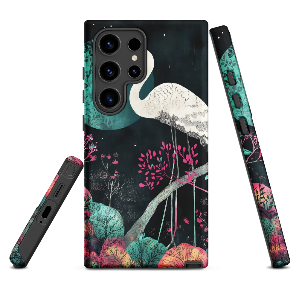 Ethereal Presence: Heron in a Floral Dreamscape | Phone Case |  S24 Ultra | Tough Case | Matte