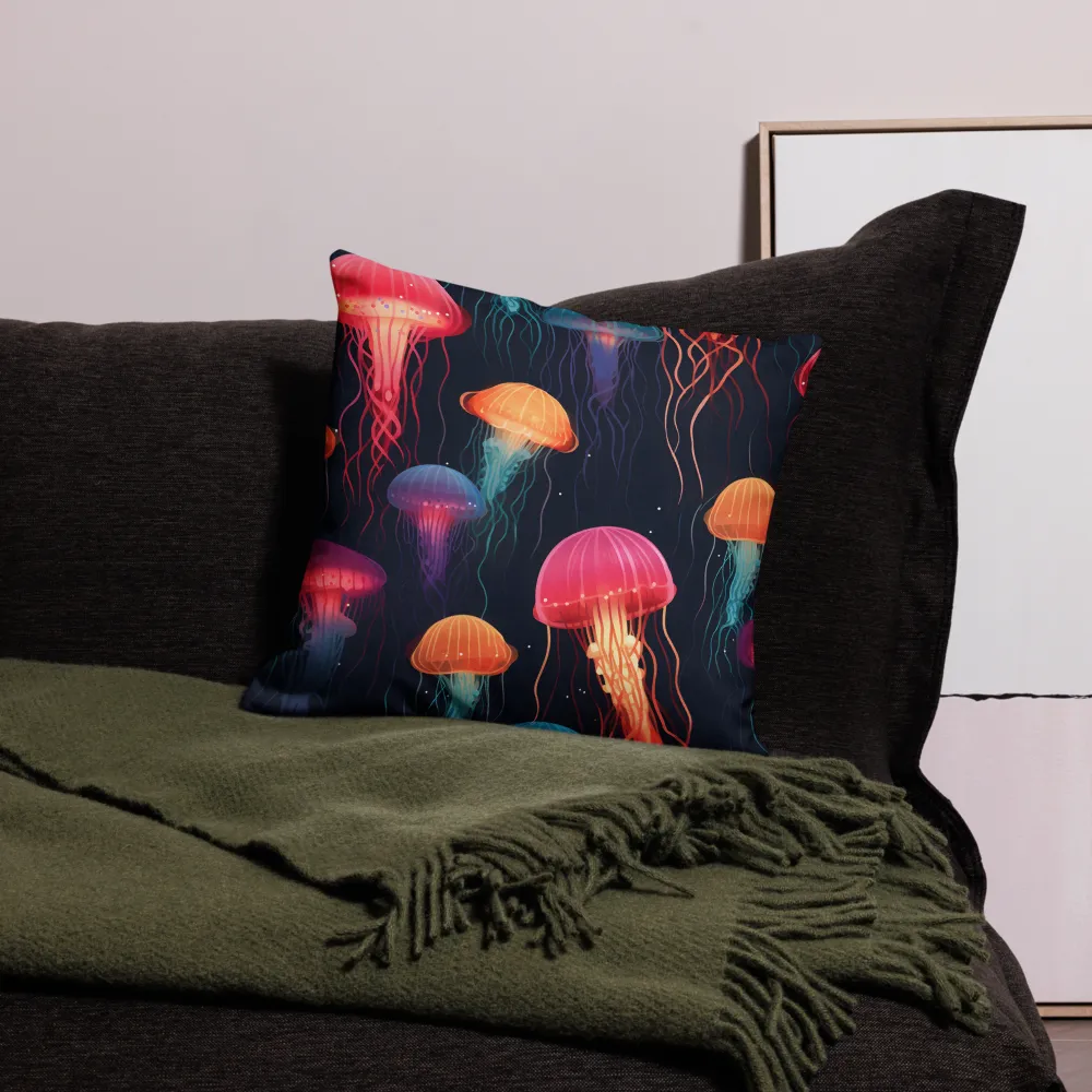 Ethereal Dance of Jellyfish | Pillow | 18″×18″