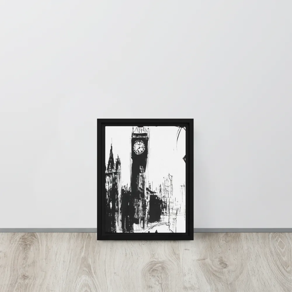 Clock Tower in Motion | Canvas with Black Frame | 9″×12″