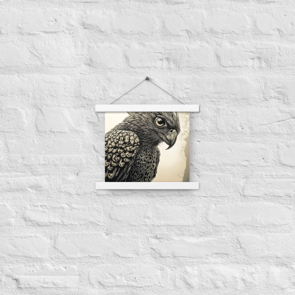 Majestic Owl in Detail | Poster With White Wood Hanger | 10″×10″