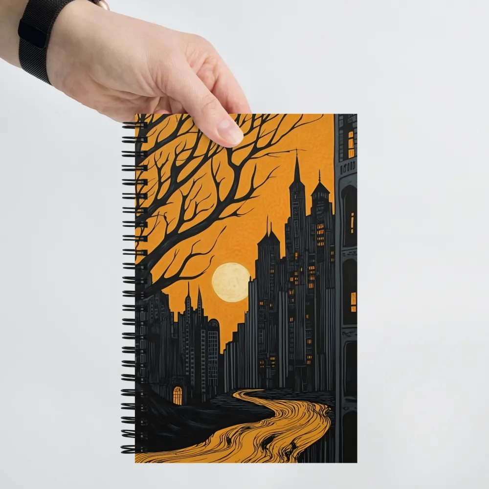 Eerie Cityscape: A Haunting Reflection | Spiral Notebook