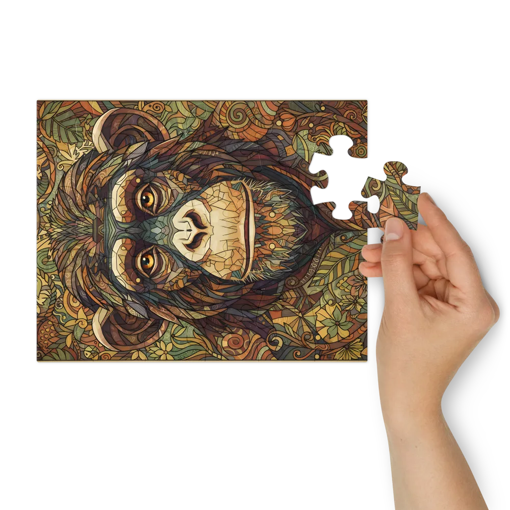 Ornamental Chimpanzee 
 Jigsaw Puzzle in Tin Box
