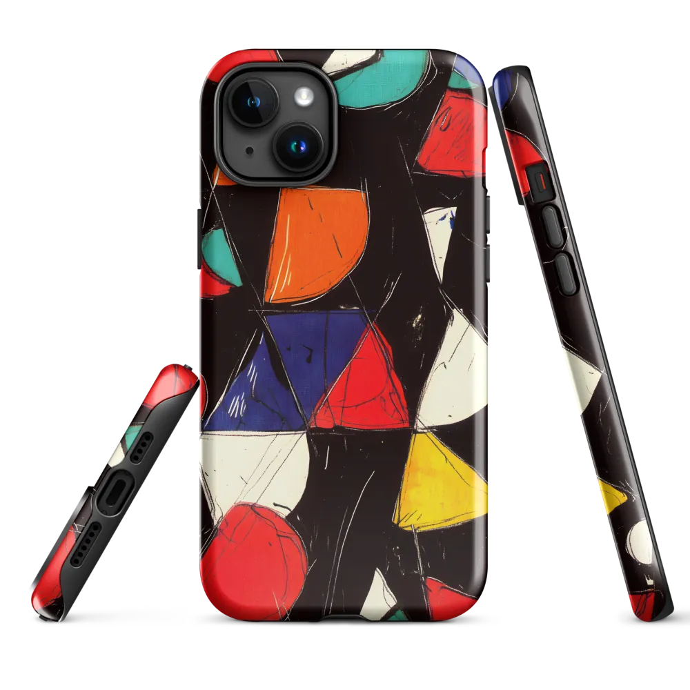 Vibrant Geometric Symphony | Phone Case |  15 Plus | Tough Case | Glossy