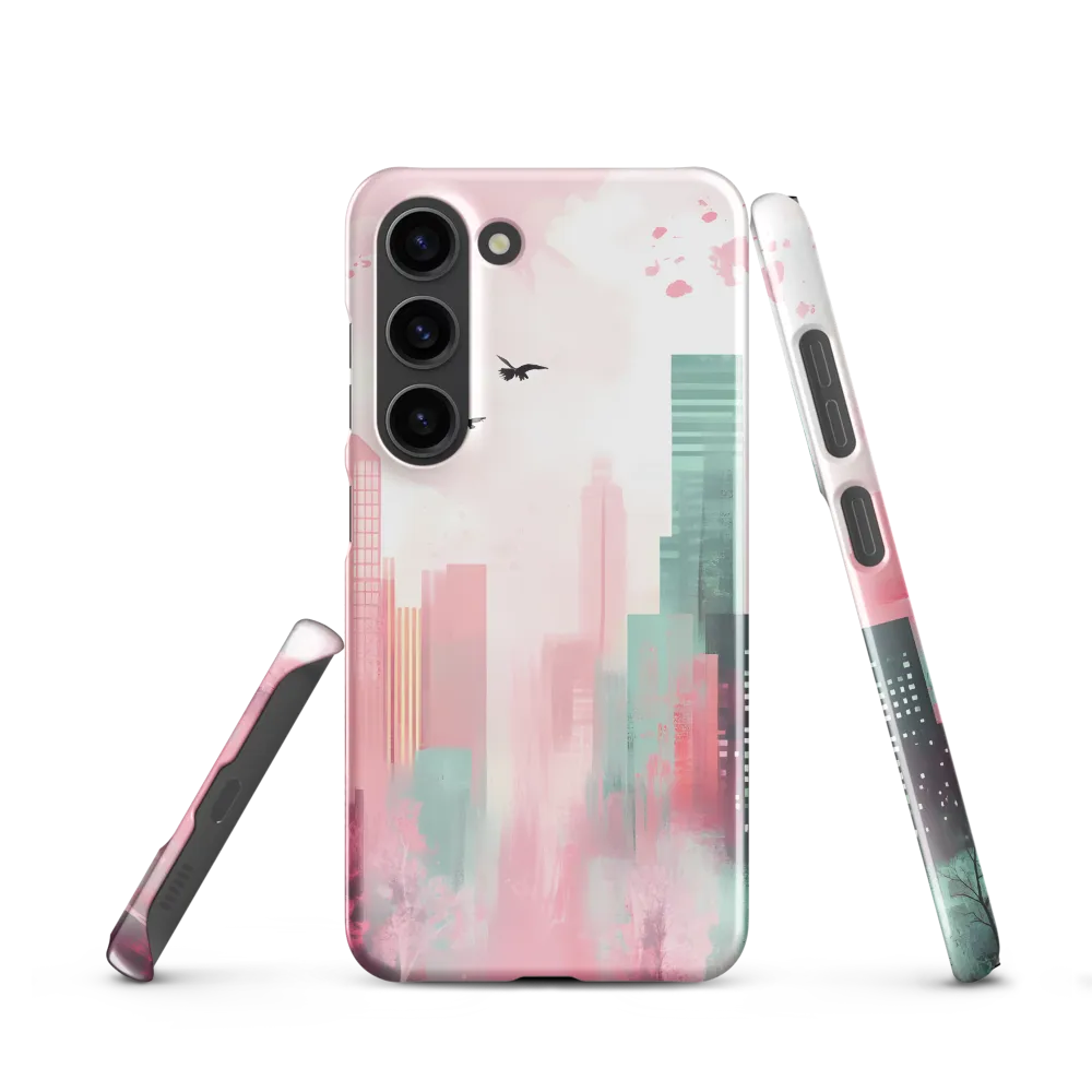 Dreamy Cityscape in Pink and Cyan