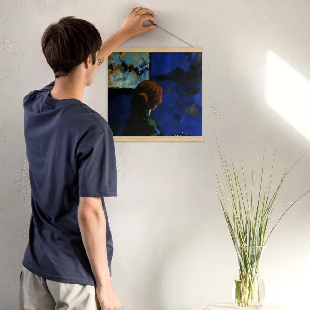 Contemplation Under the Night Sky | Poster With Oak Wood Hanger | 16″×16″