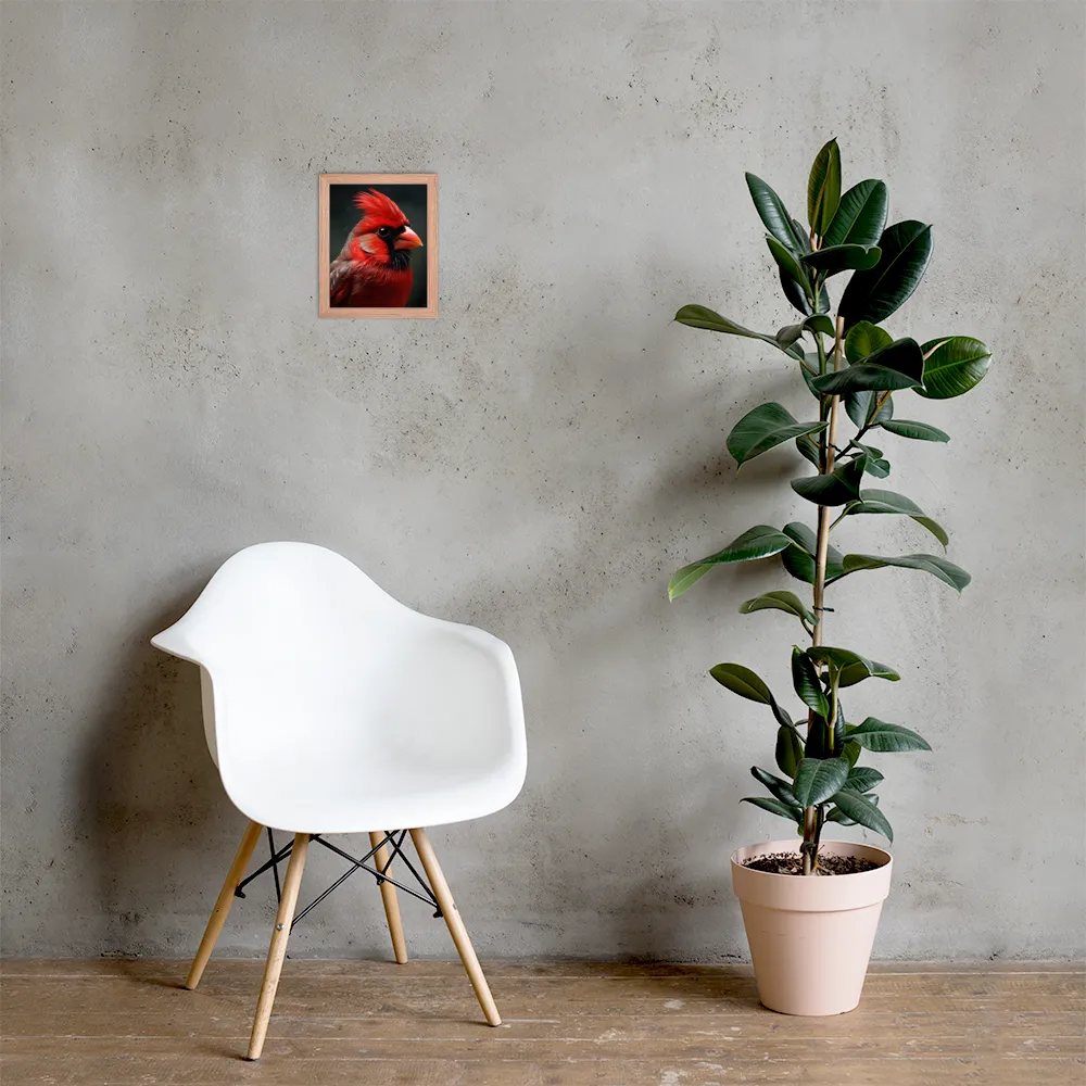 The Bold Cardinal | Poster with Red oak Frame | 8″×10″