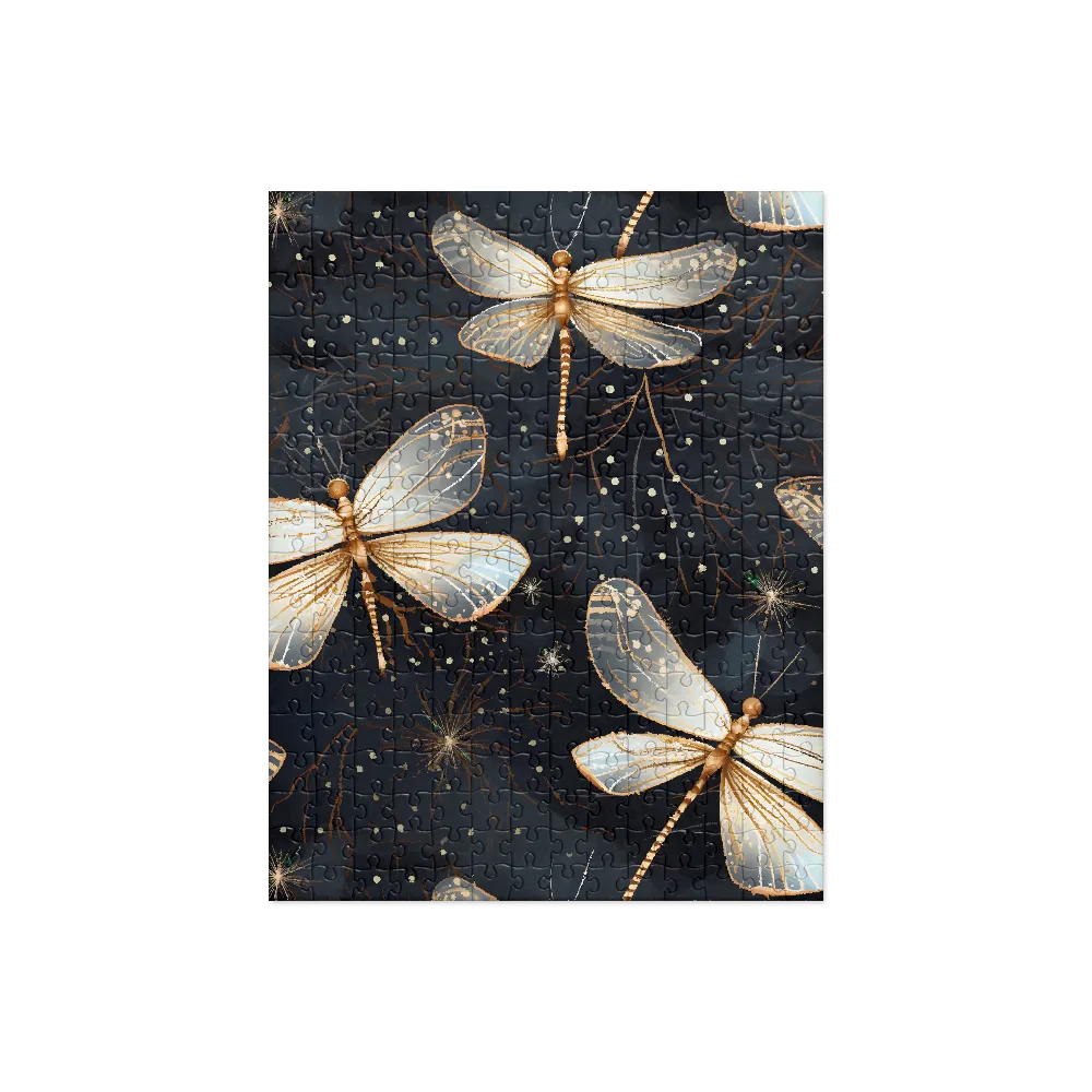 Ethereal Dance: Dragonflies in a Midnight Garden