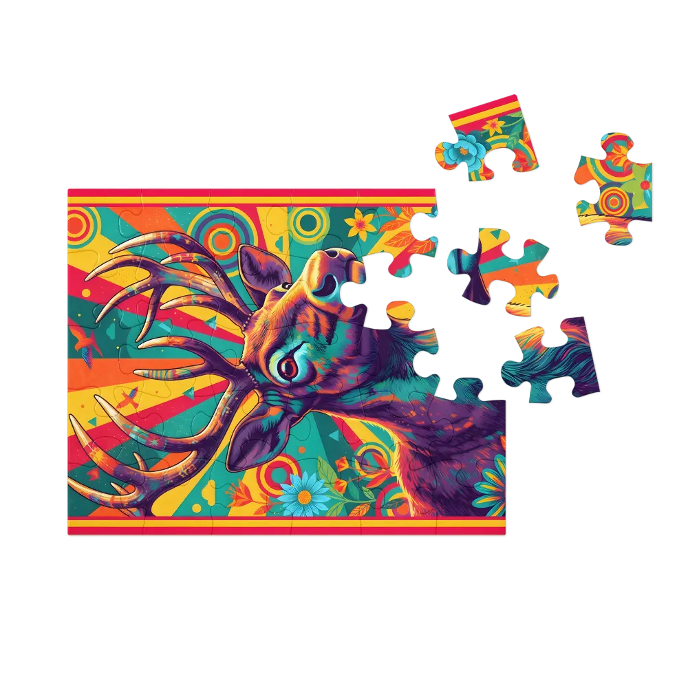 Psychedelic Stag 
 Jigsaw Puzzle in Tin Box