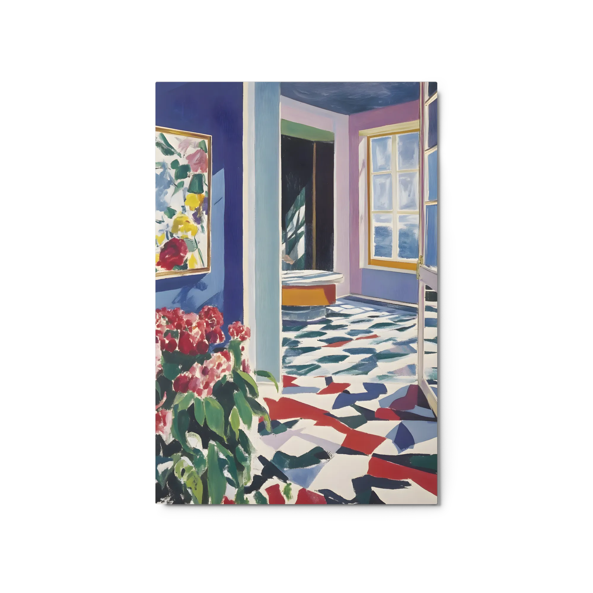 Sunlit Room with Flowers 
 Metal Print | 20″x 30″