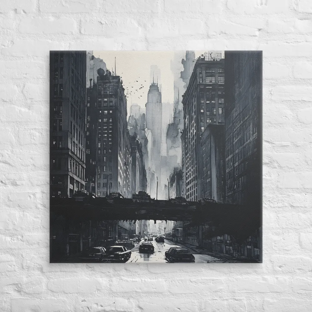 City Whispers: A Monochrome Reflection | Canvas | 32″×32″