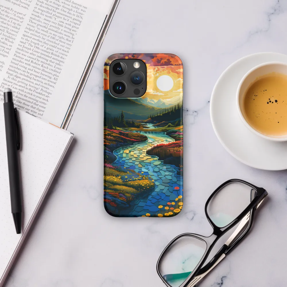 Serenity in Sunset: A Winding River's Embrace | Phone Case |  16 Pro Max | Snap Case | Matte