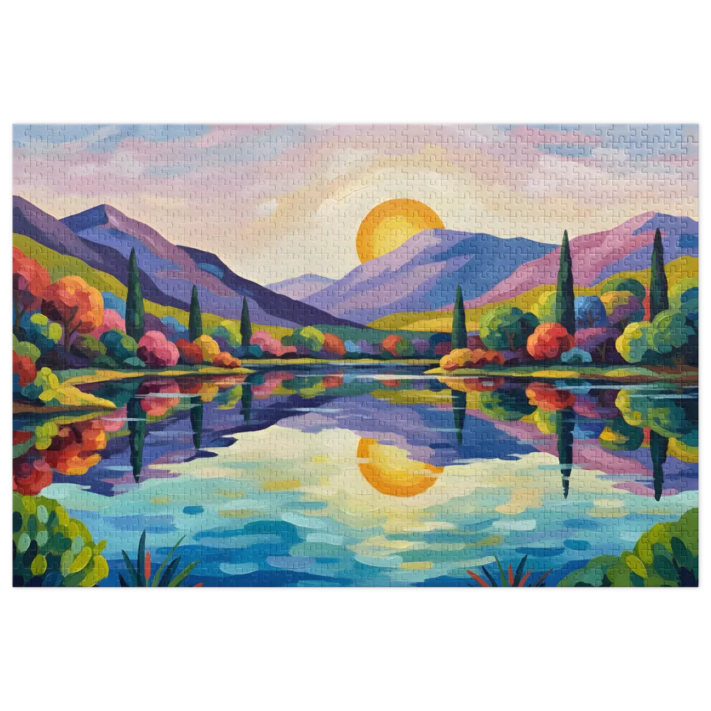 Impressionist Mountain Reflections 
 Jigsaw Puzzle in Tin Box