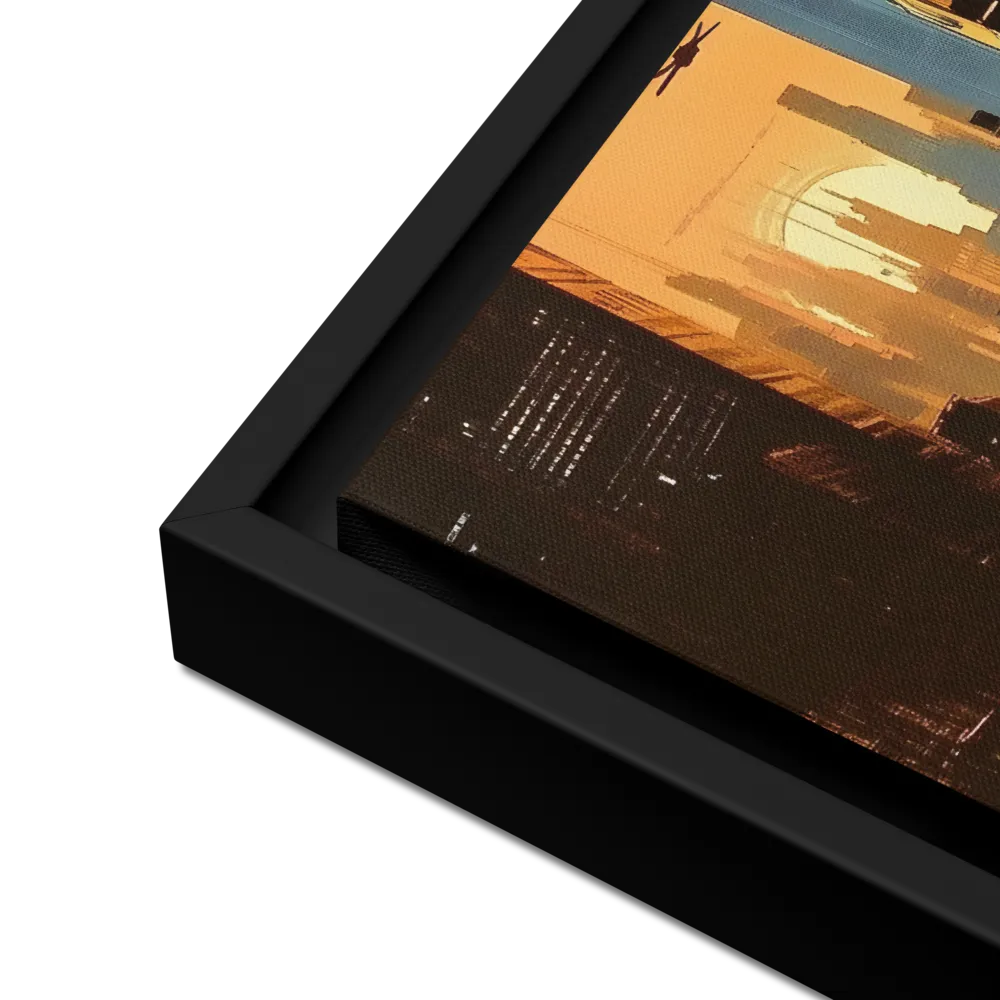 Metro Nexus: A Futuristic Cityscape | Canvas with Black Frame | 12″×16″