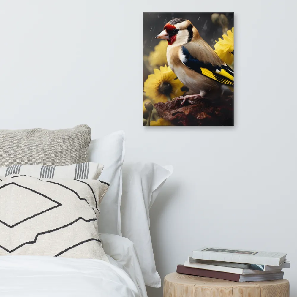 Harmony in Nature: A Goldfinch Amidst Blooms
