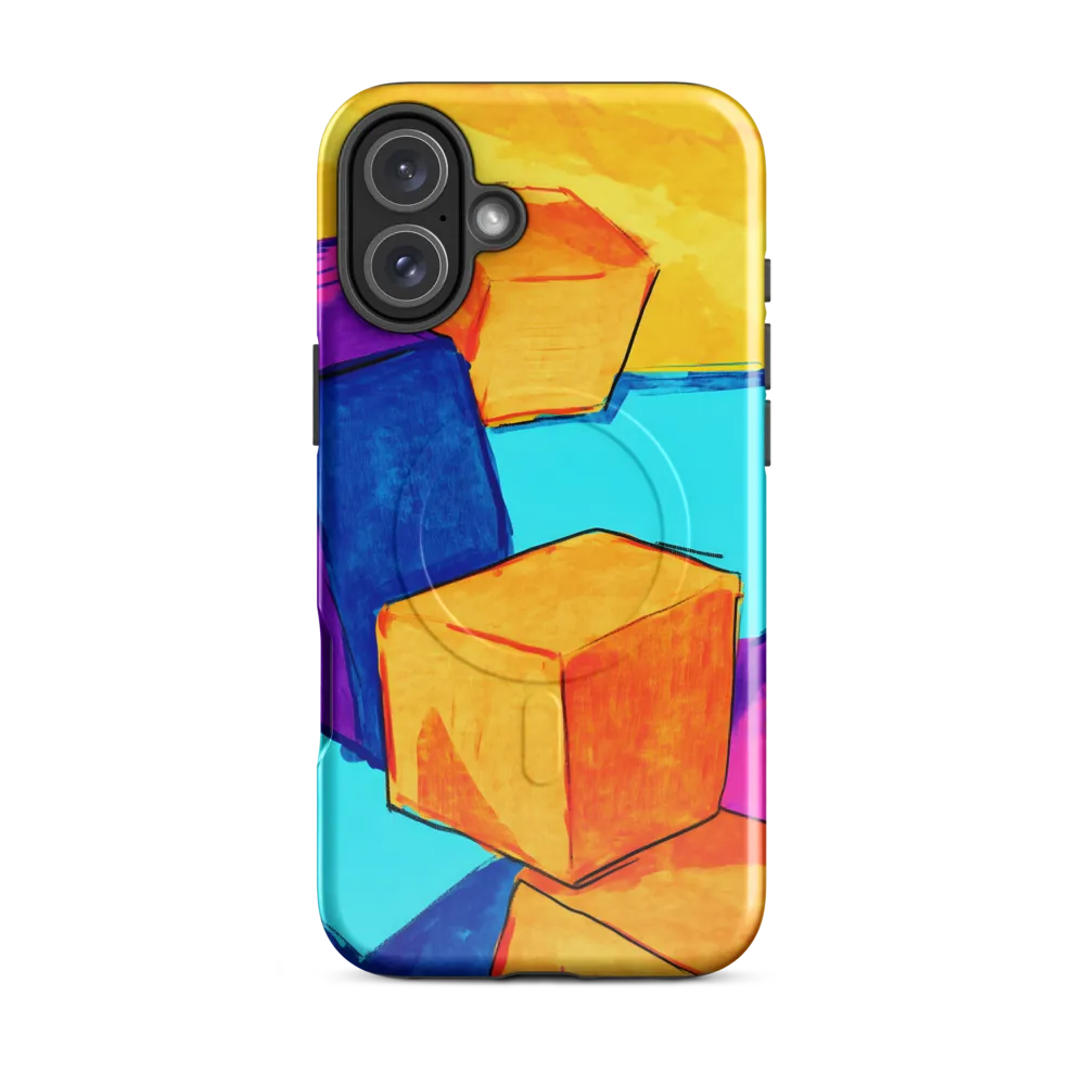 Playful Cubes in Vibrant Harmony | Phone Case |  16 Plus | MagSafe® Tough Case | Glossy