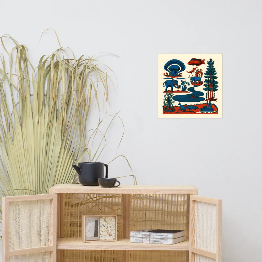 Pondside Elephants 
 Poster | 18″x 18″