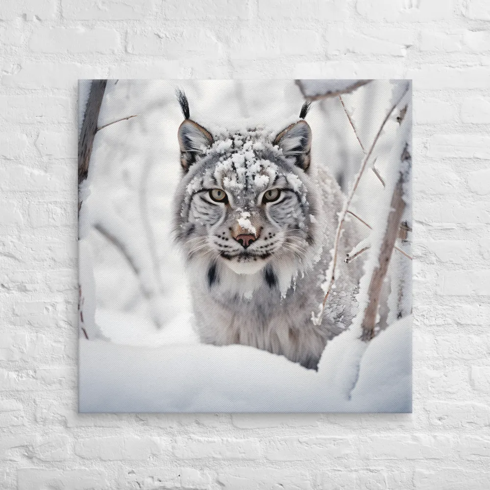 Whispers of Winter: The Lynx in Snow | Canvas | 32″×32″