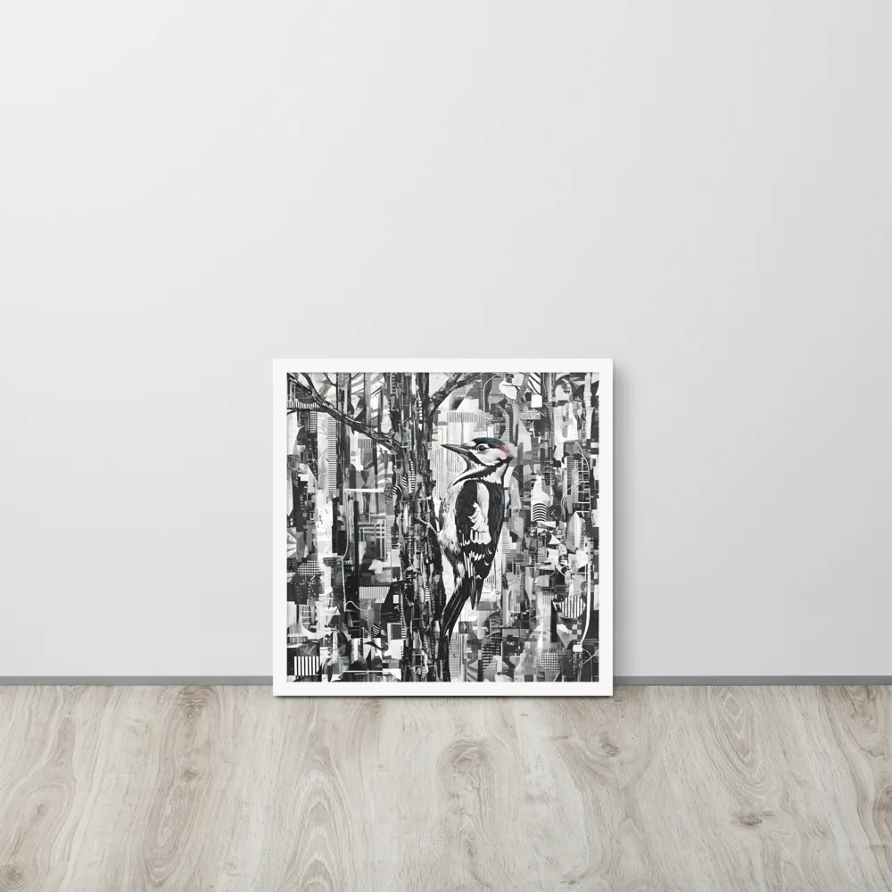 Woodpecker Collage 
 Poster with White Frame | 18″x 18″