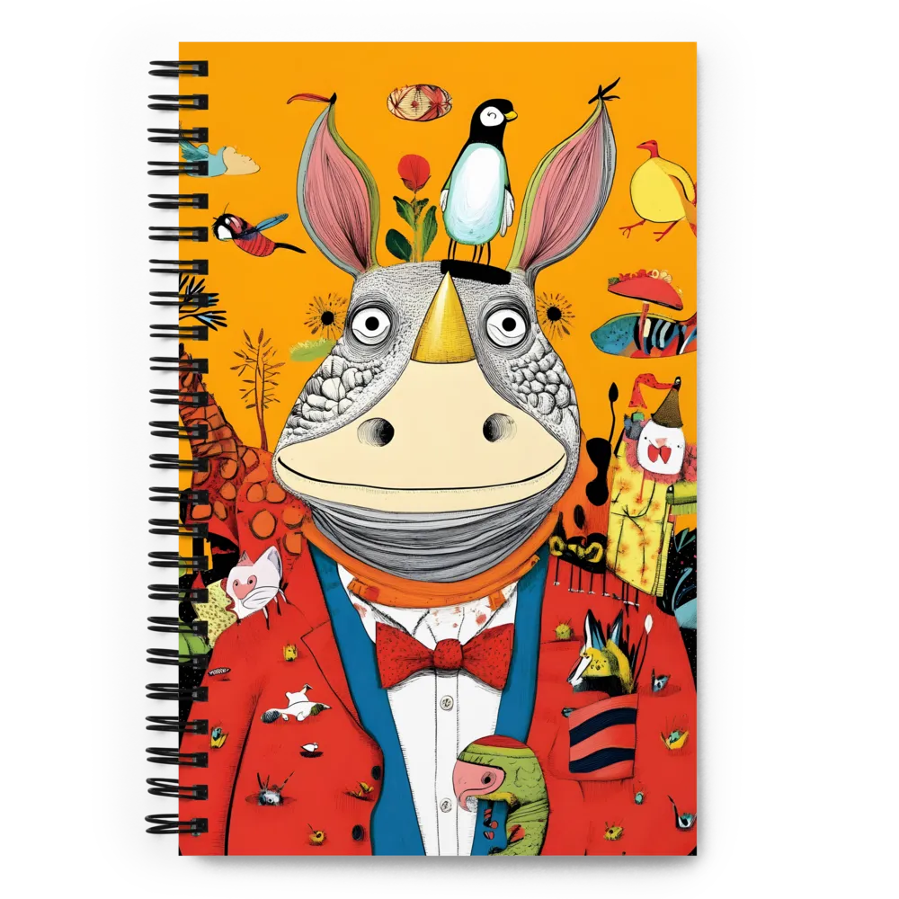 Whimsical Rhinoceros: A Playful Encounter | Spiral Notebook