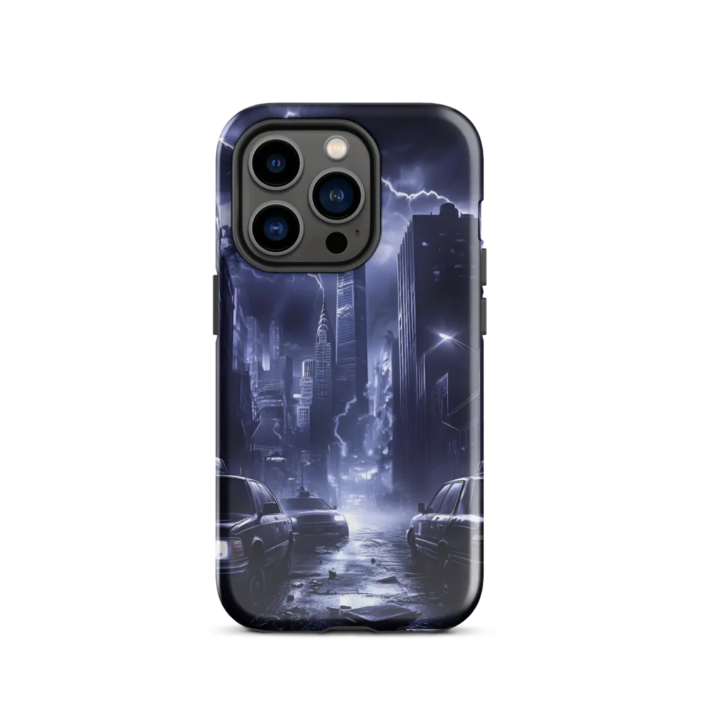 Stormy Cityscape: Shadows of the Night | Phone Case |  14 Pro | Tough Case | Glossy