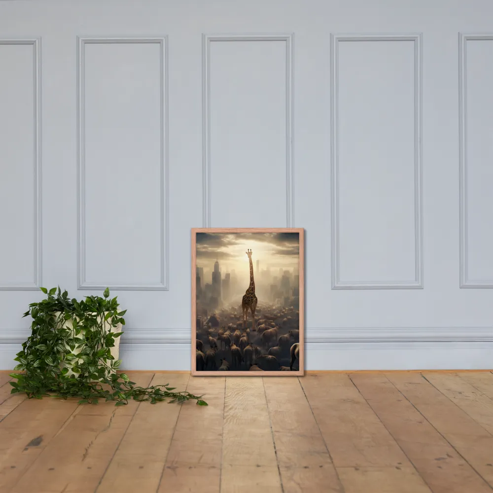 Urban Serengeti: A Giraffe's Perspective | Poster with Red oak Frame | 18″×24″