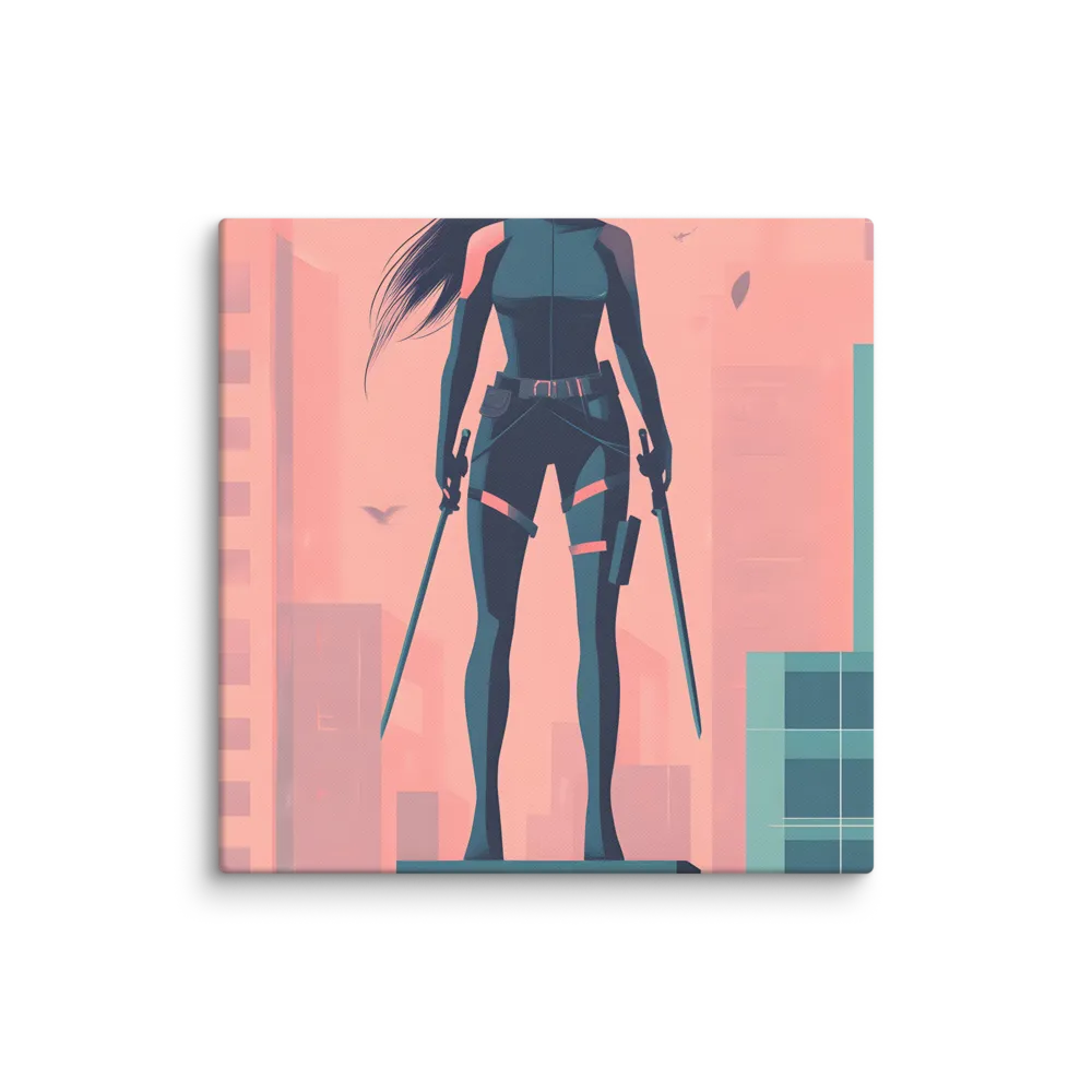 Urban Sentinel: A Warrior's Stand | Canvas | 18″×18″