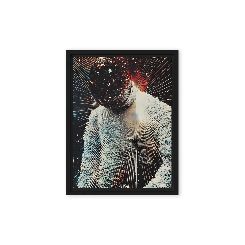 Ethereal Astronaut: A Journey Through the Cosmos | Canvas with Black Frame | 9″×12″