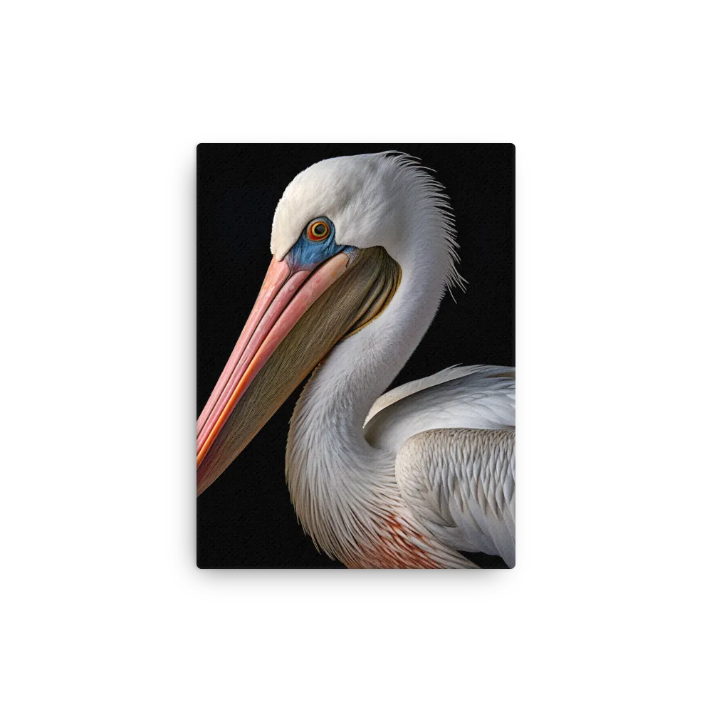 Elegance in White: The Pelican | Thin Canvas | 9″×12″