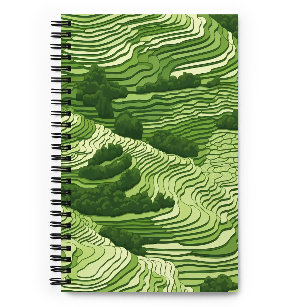 Waves of Green: An Abstract Landscape | Spiral Notebook