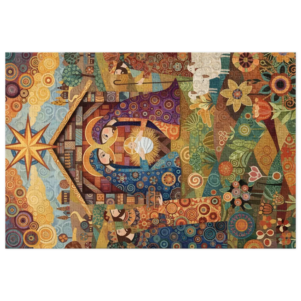 Colorful Nativity Scene 
 Jigsaw Puzzle in Tin Box