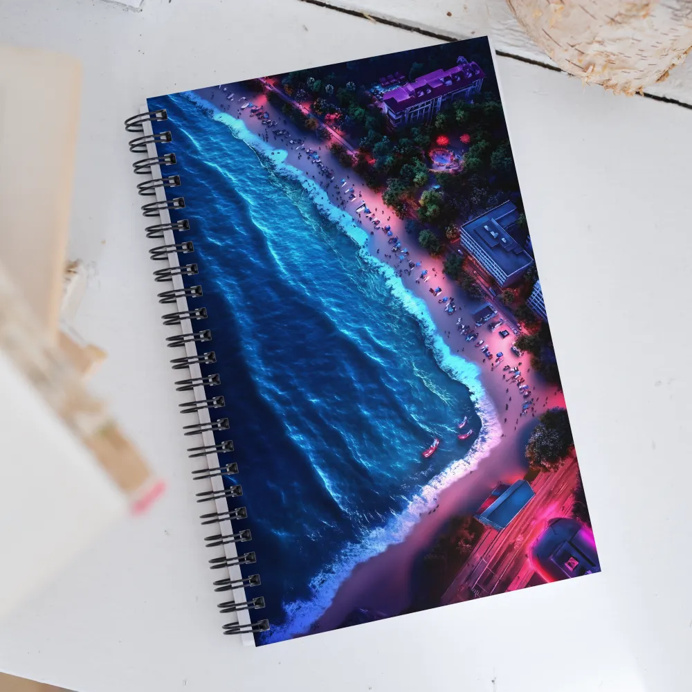 Twilight Reflections: A Serene Beach Aerial | Spiral Notebook