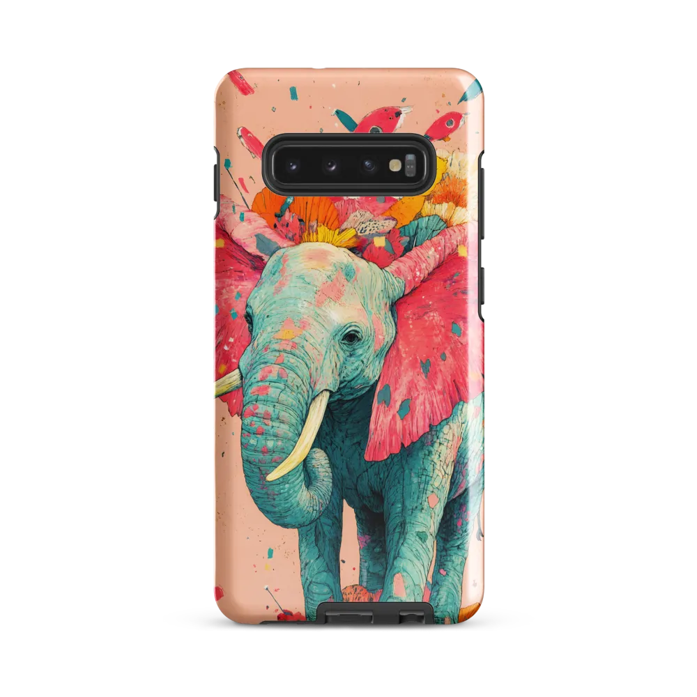 Whimsical Elegance: The Floral Elephant | Phone Case |  S10 Plus | Tough Case | Glossy