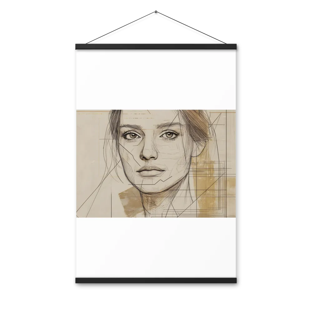 Geometric Elegance: A Modern Portrait | Poster With Black Wood Hanger | 24″×36″