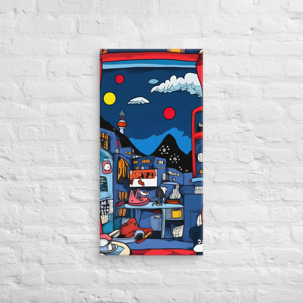 Whimsical Cityscape at Night | Canvas | 16″×32″