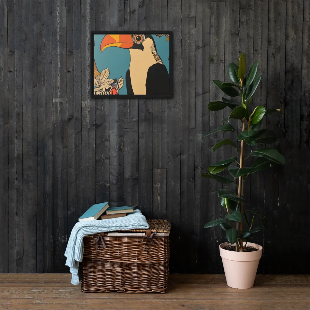 Tropical Majesty: The Toucan at Rest | Canvas with Black Frame | 16″×20″