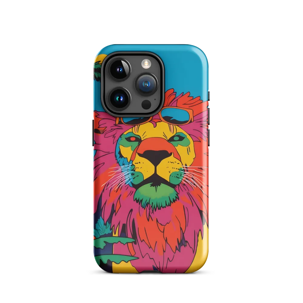 Lion with Sunglasses: A Vibrant Tropical Portrait