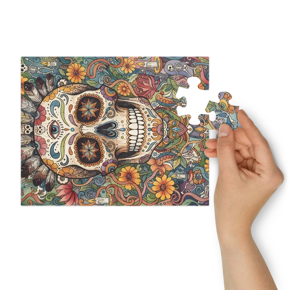 Sugar Skull Portrait 
 Jigsaw Puzzle in Tin Box