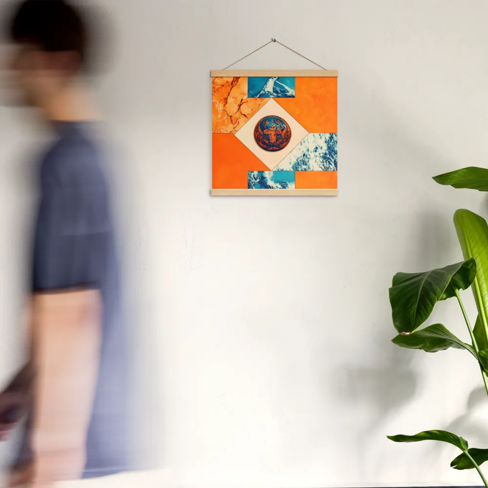 Harmonious Encounters: Abstract Geometry | Poster With Oak Wood Hanger | 16″×16″