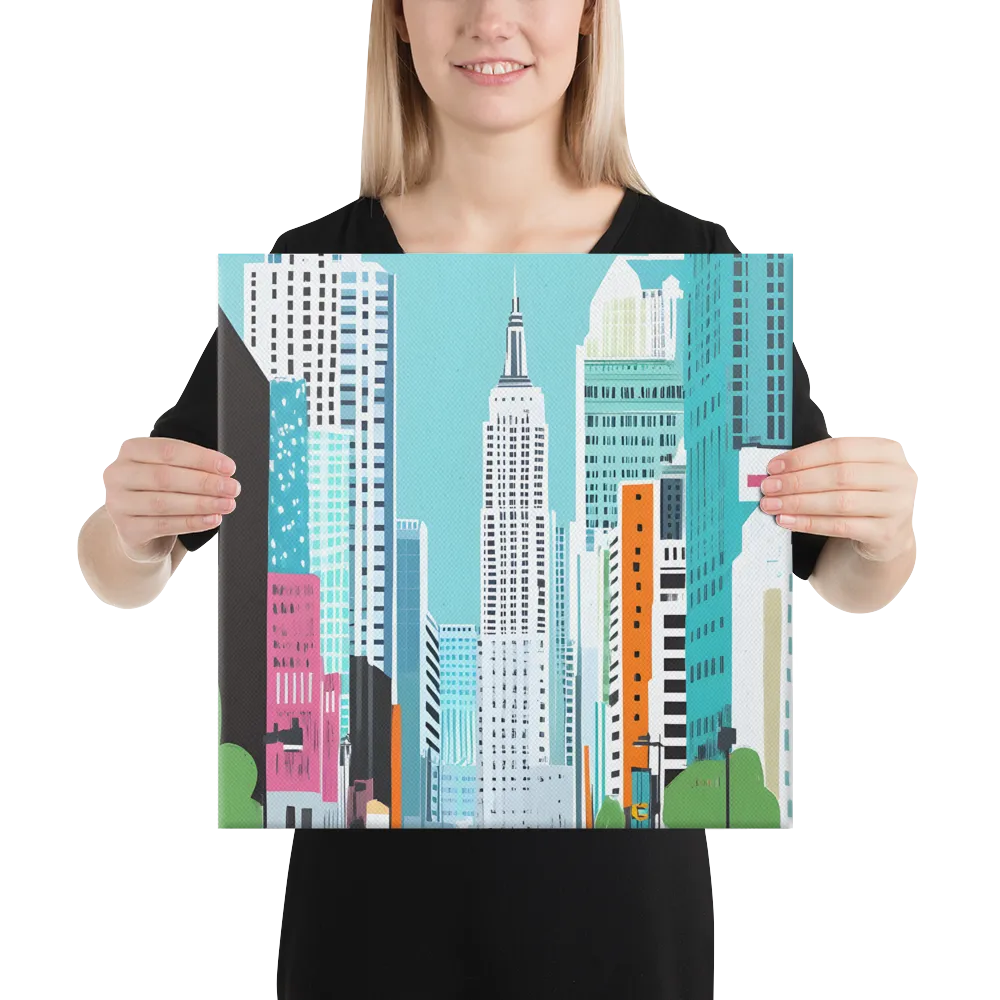 Urban Symphony: A Modern Cityscape | Canvas | 16″×16″
