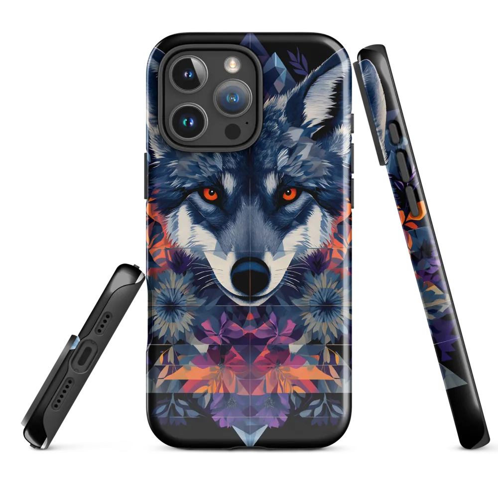 Mystical Wolf Amidst Floral Geometry