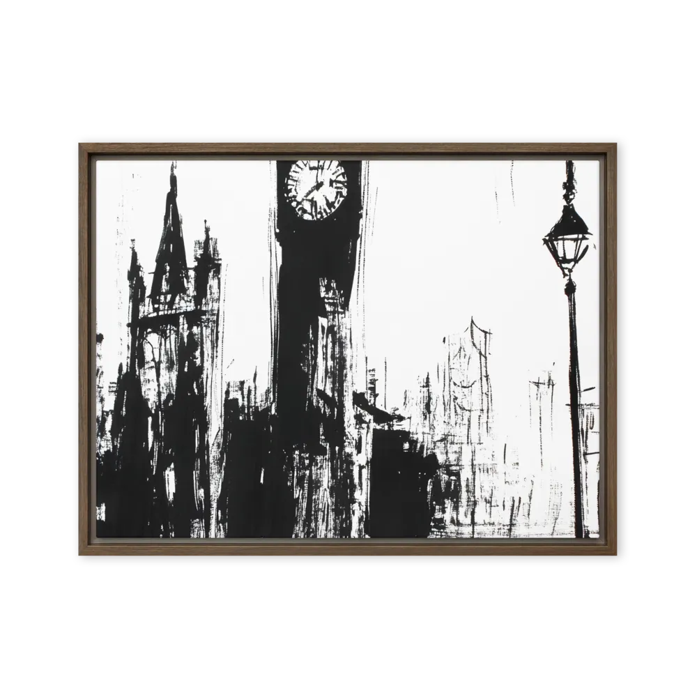 Clock Tower in Motion | Canvas with Brown Frame | 18″×24″