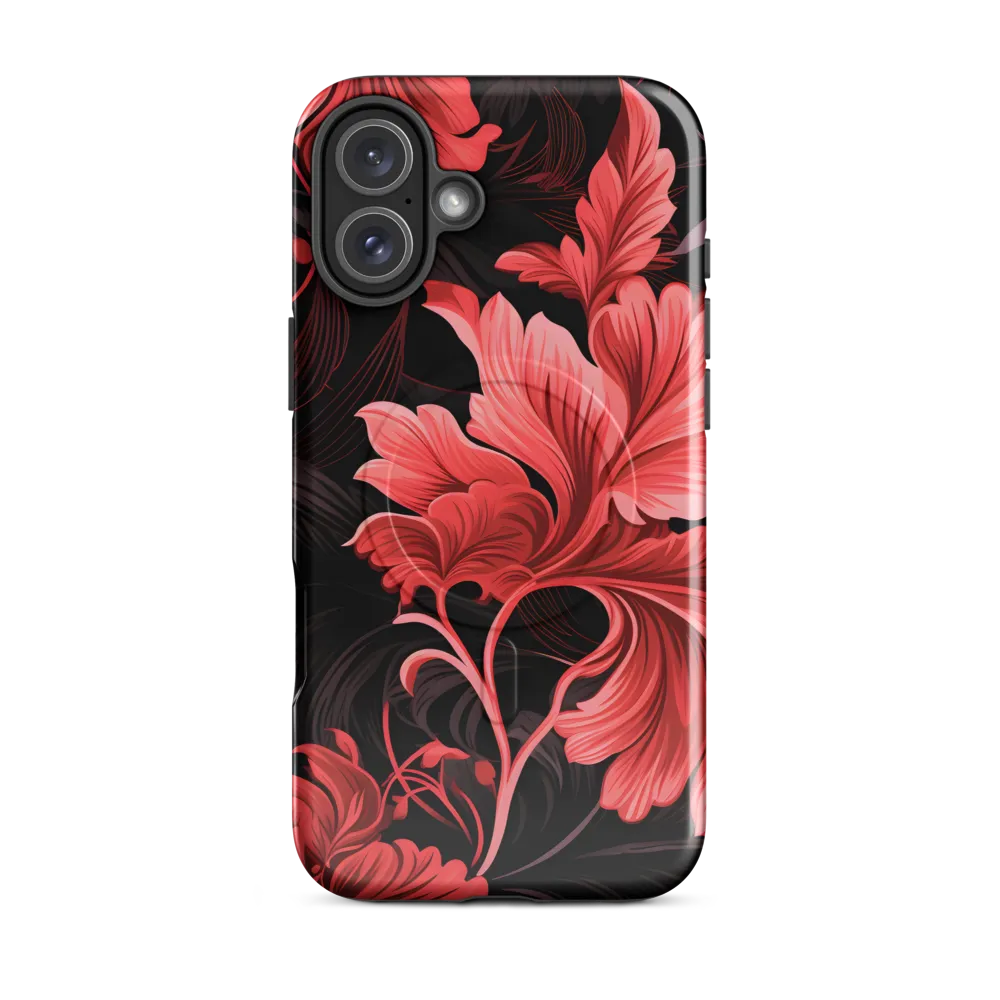 Tropical Elegance in Red | Phone Case |  16 Plus | MagSafe® Tough Case | Glossy