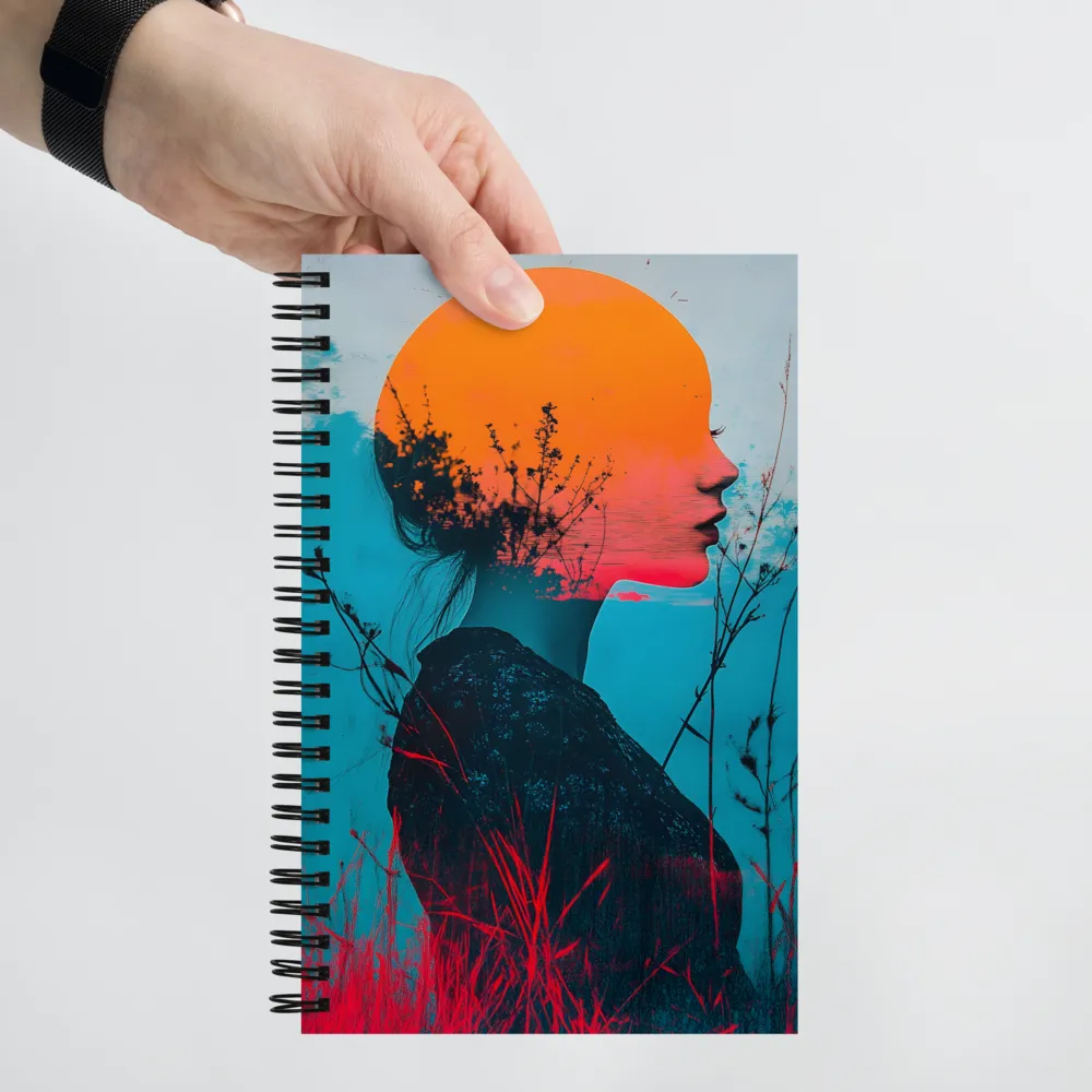 Ethereal Silhouette: A Dance of Nature and Self | Spiral Notebook