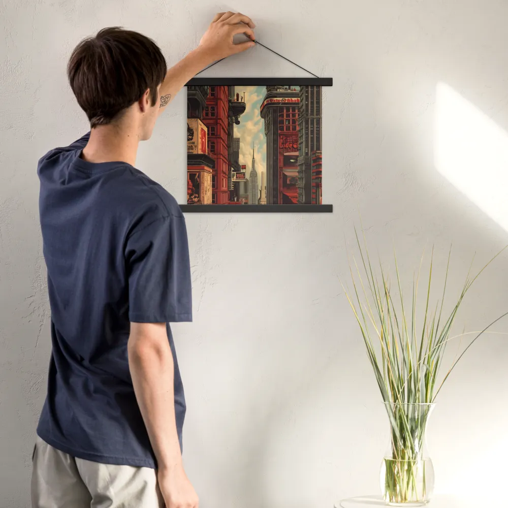 A Glimpse of Tomorrow: Urban Ambition | Poster With Black Wood Hanger | 14″×14″