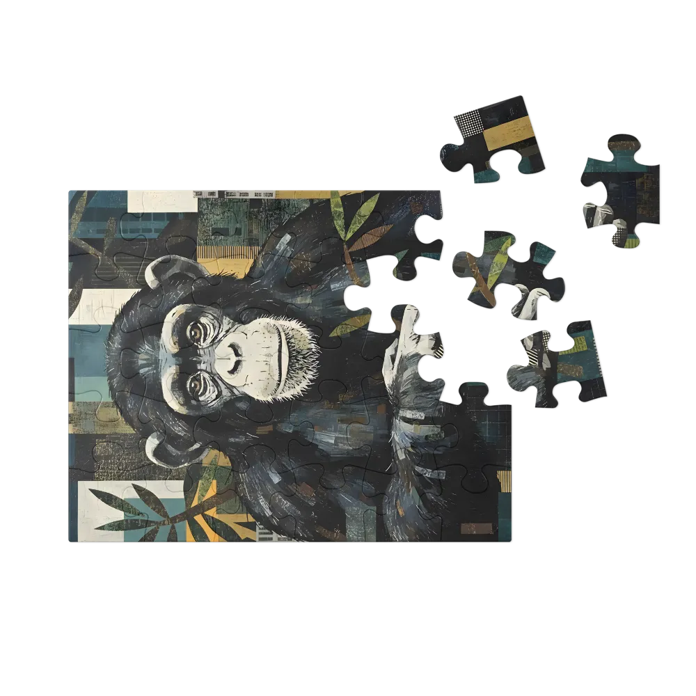 Contemplative Chimpanzee 
 Jigsaw Puzzle in Tin Box