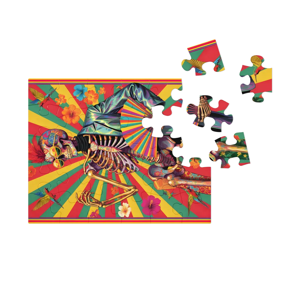 Tropical Sugar Skull 
 Jigsaw Puzzle in Tin Box