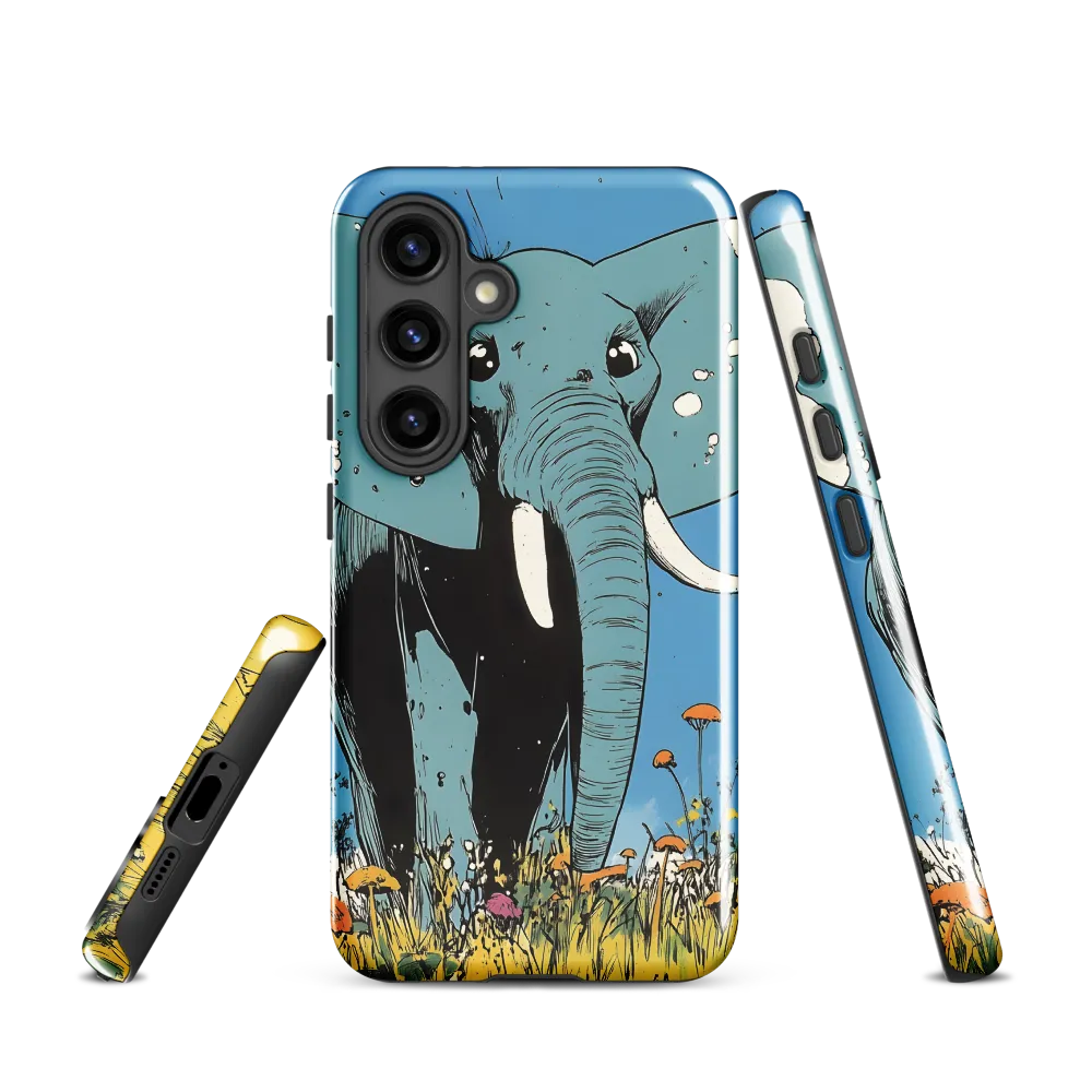 Whimsical Blue Elephant in Bloom