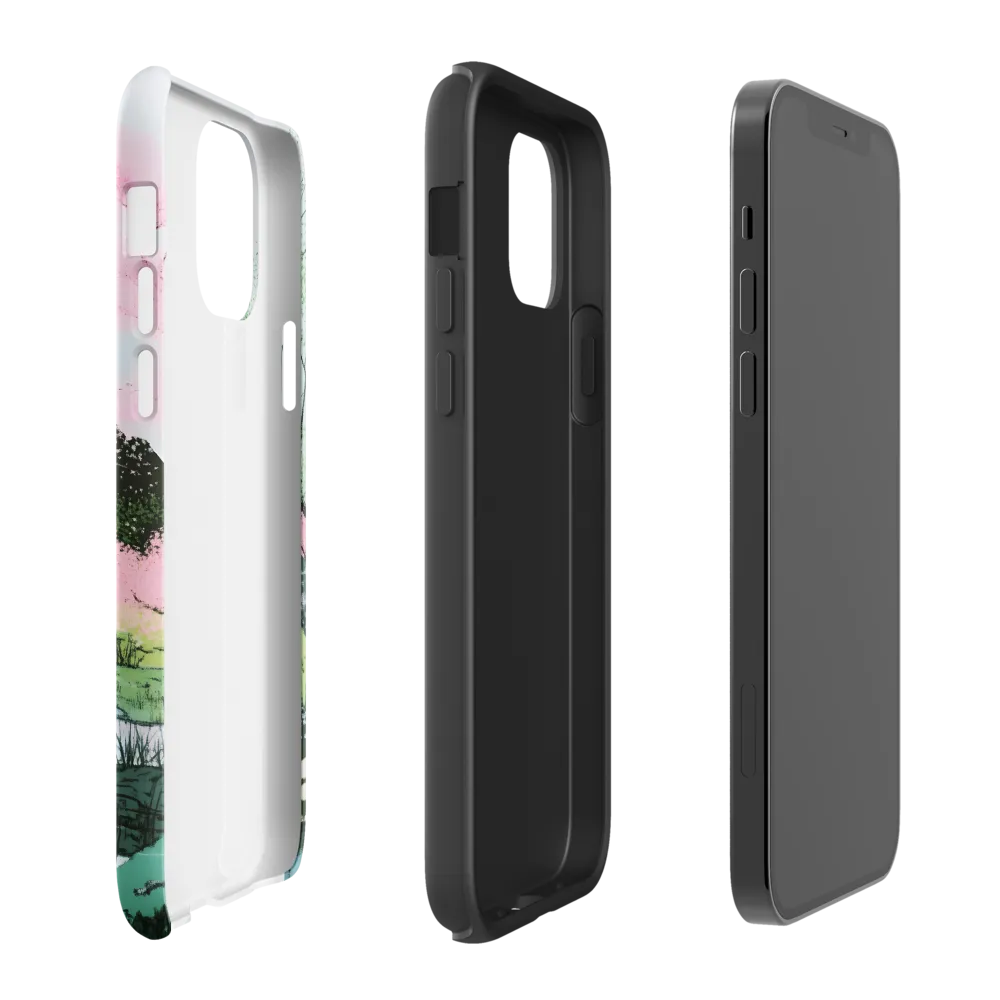 Tranquil Reflections: A Serene Landscape | Phone Case |  12 | Tough Case | Matte