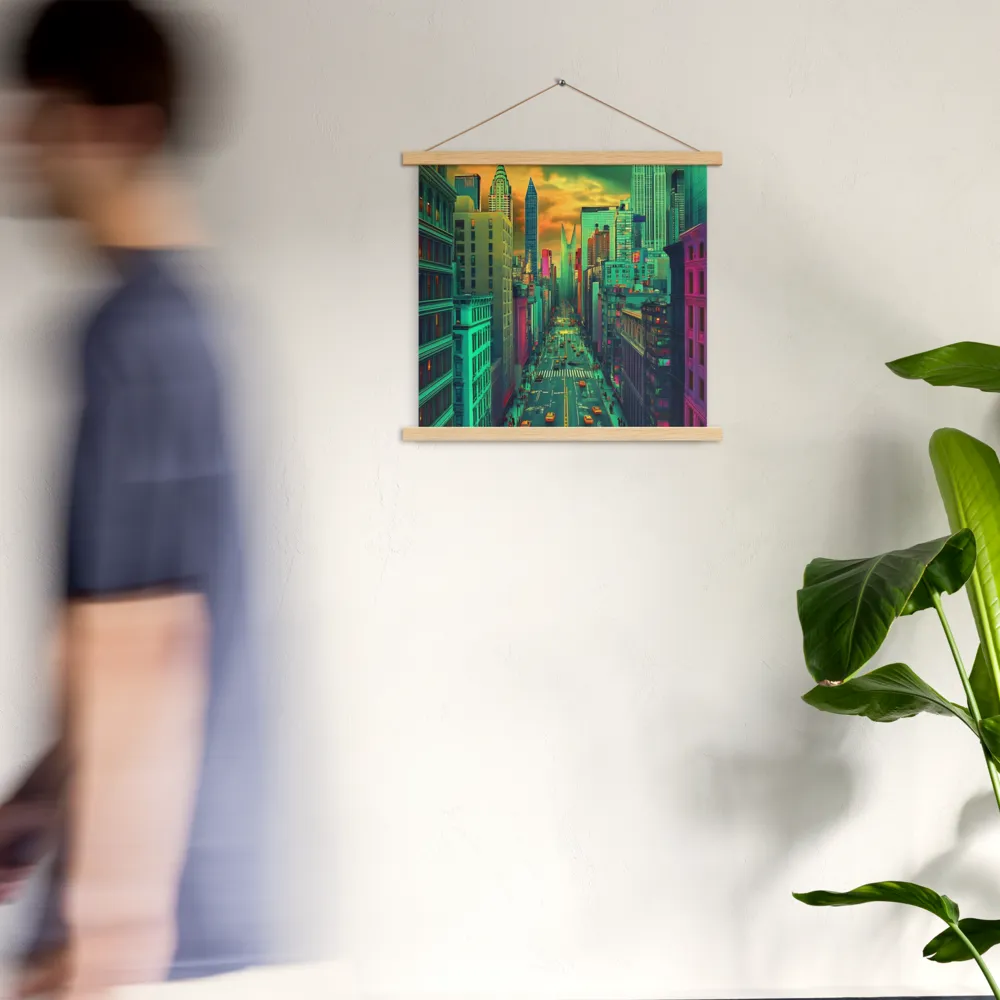 Urban Surrealism: Neon Dreams | Poster With Oak Wood Hanger | 18″×18″